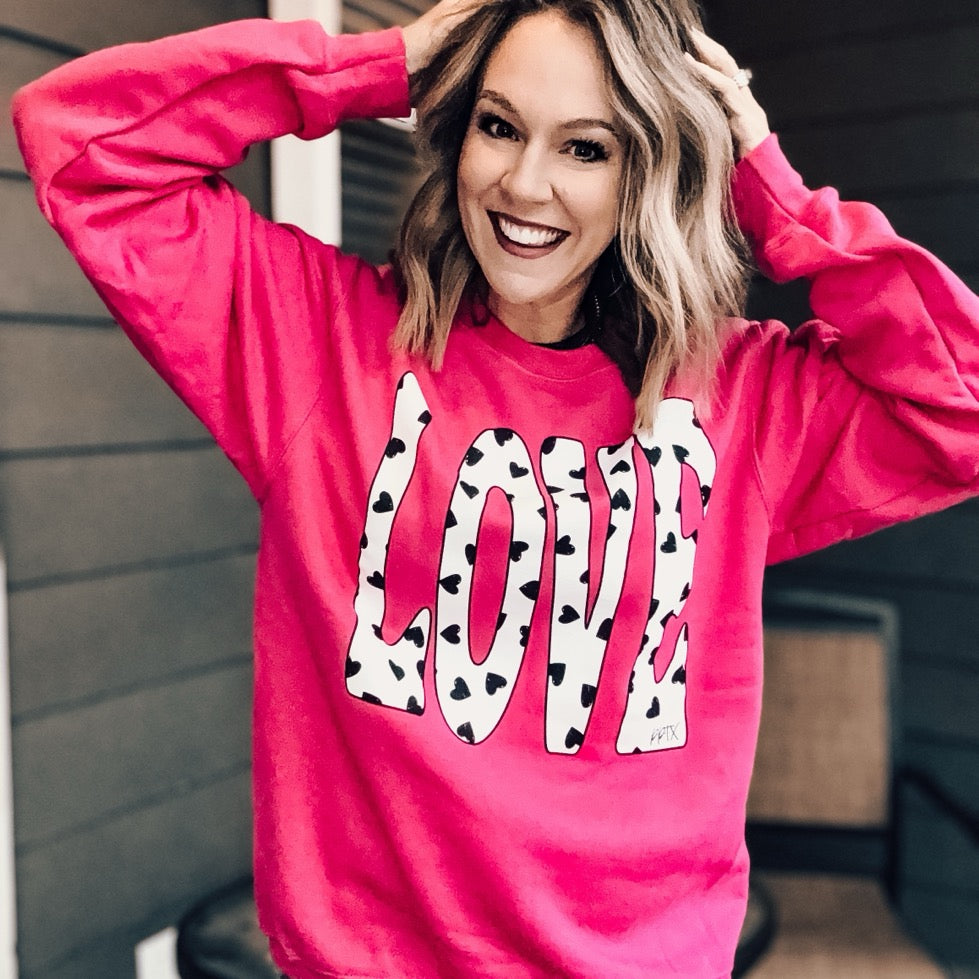 Hot Pink LOVE Hearts Sweatshirt