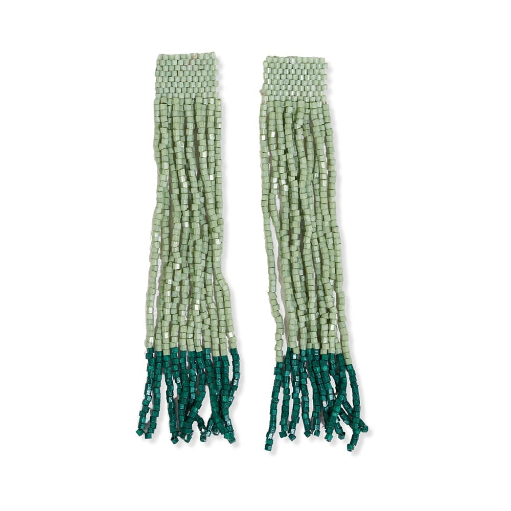 Veronica Thick Stripe Mixed Luxe Beads Fringe Earrings - MINT