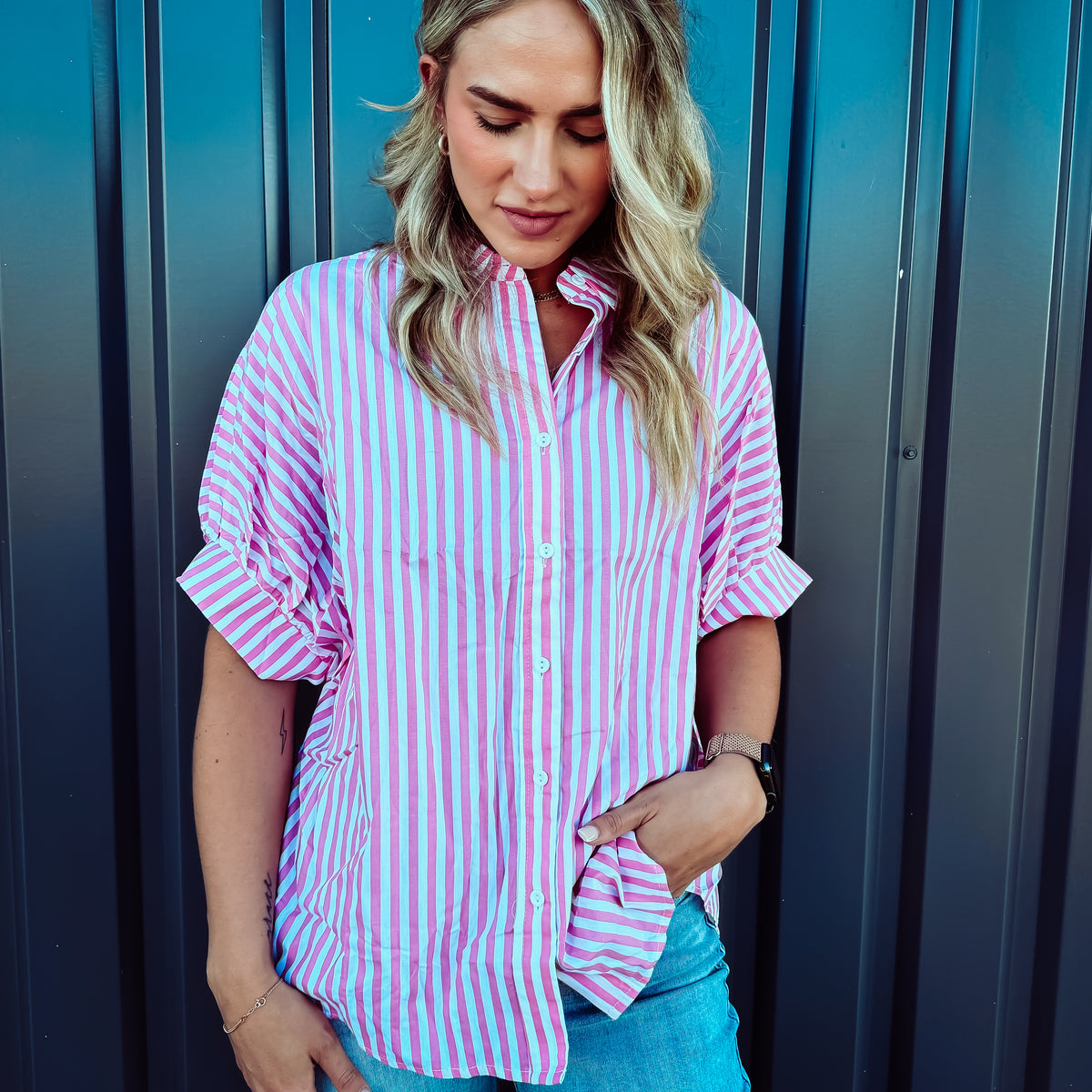 Sweet Sorority Button Down - PINK