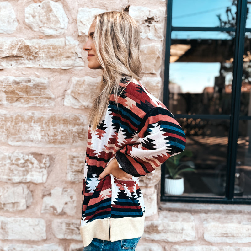 Aztec Mock Neck Top