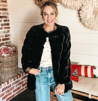 Faux Fur Jacket - Black