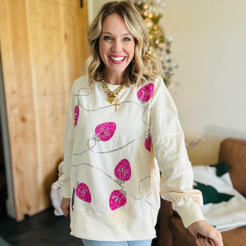 Pink Christmas Sequin Sweater