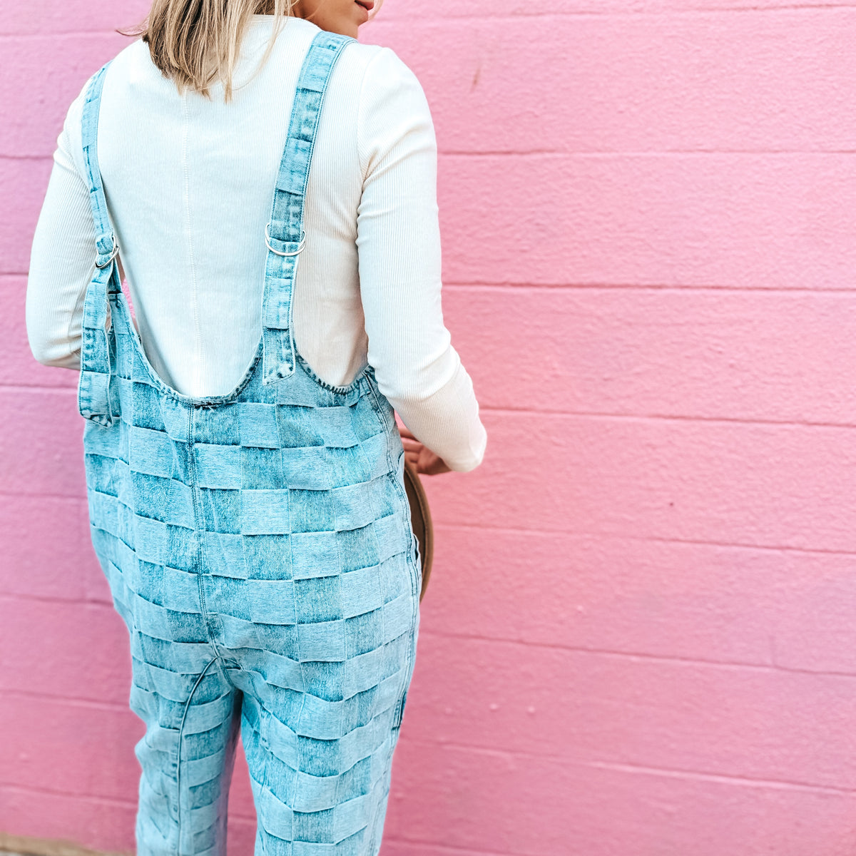 Vintage Checker Denim Overalls