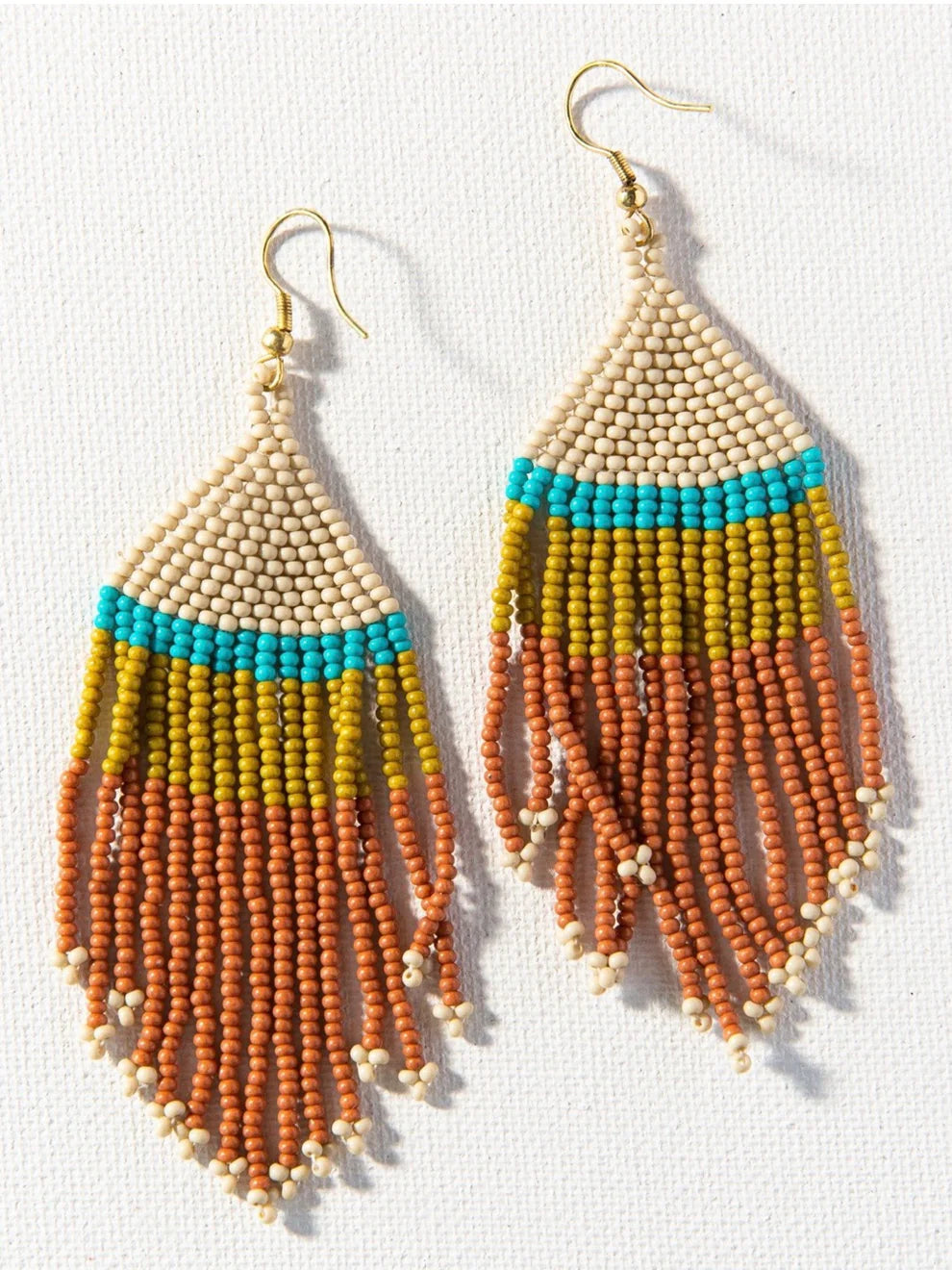 Rust Ivory Citron Turquoise Stripe Earrings Ink + Alloy