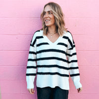 Striped Simplicity Split-Hem Sweater