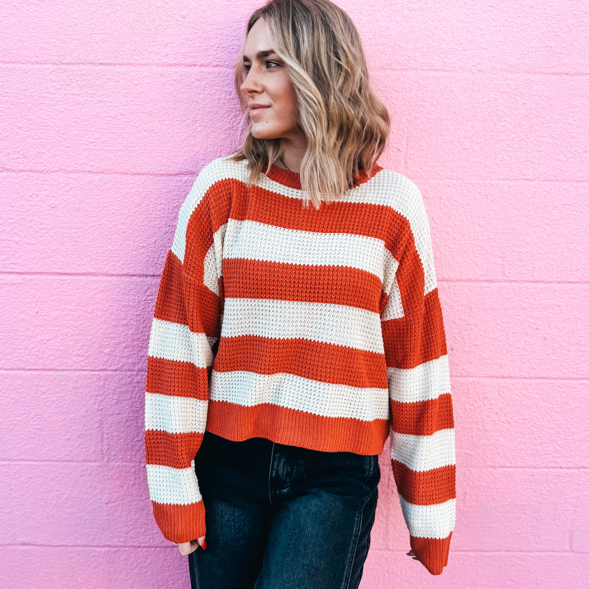 Simple Stripes Sweater - PUMPKIN