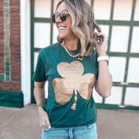 Golden Glitter Shamrock Tee