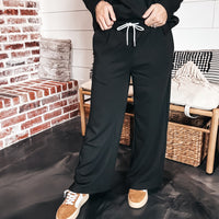 Sterling Scuba Wide Leg Sweatpants - BLACK