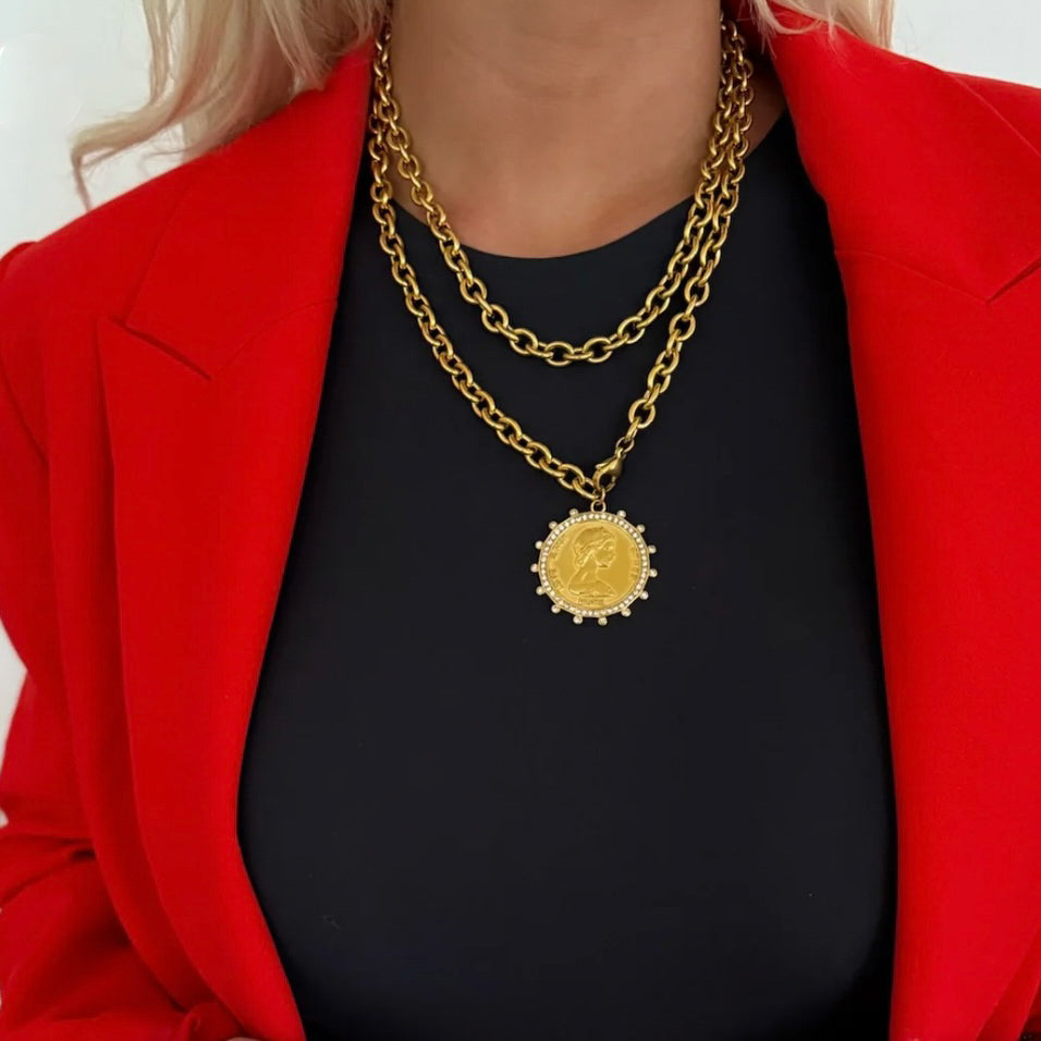 XL Gold Coin Necklace