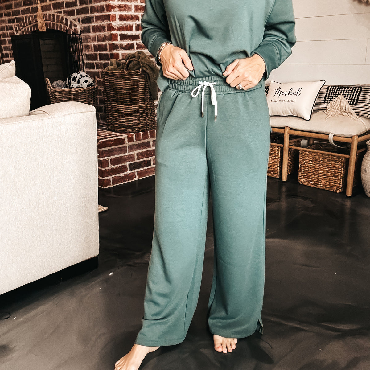 Sterling Scuba Wide Leg Sweatpants - ASH JADE