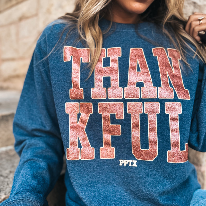 Thankful Glitter  Sweatshirt