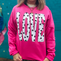 Hot Pink LOVE Hearts Sweatshirt