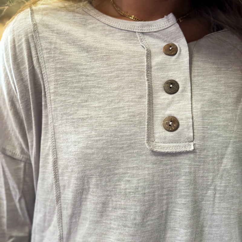 Solid Button Front Top