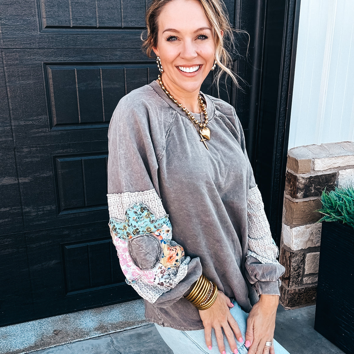 Fiona Floral Sweatshirt - CHARCOAL