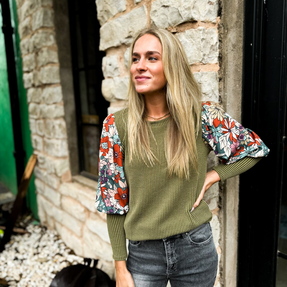 Floral Fall Feels Top - OLIIVE