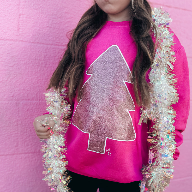 YOUTH Pink Glitter Tree Sweatshirt