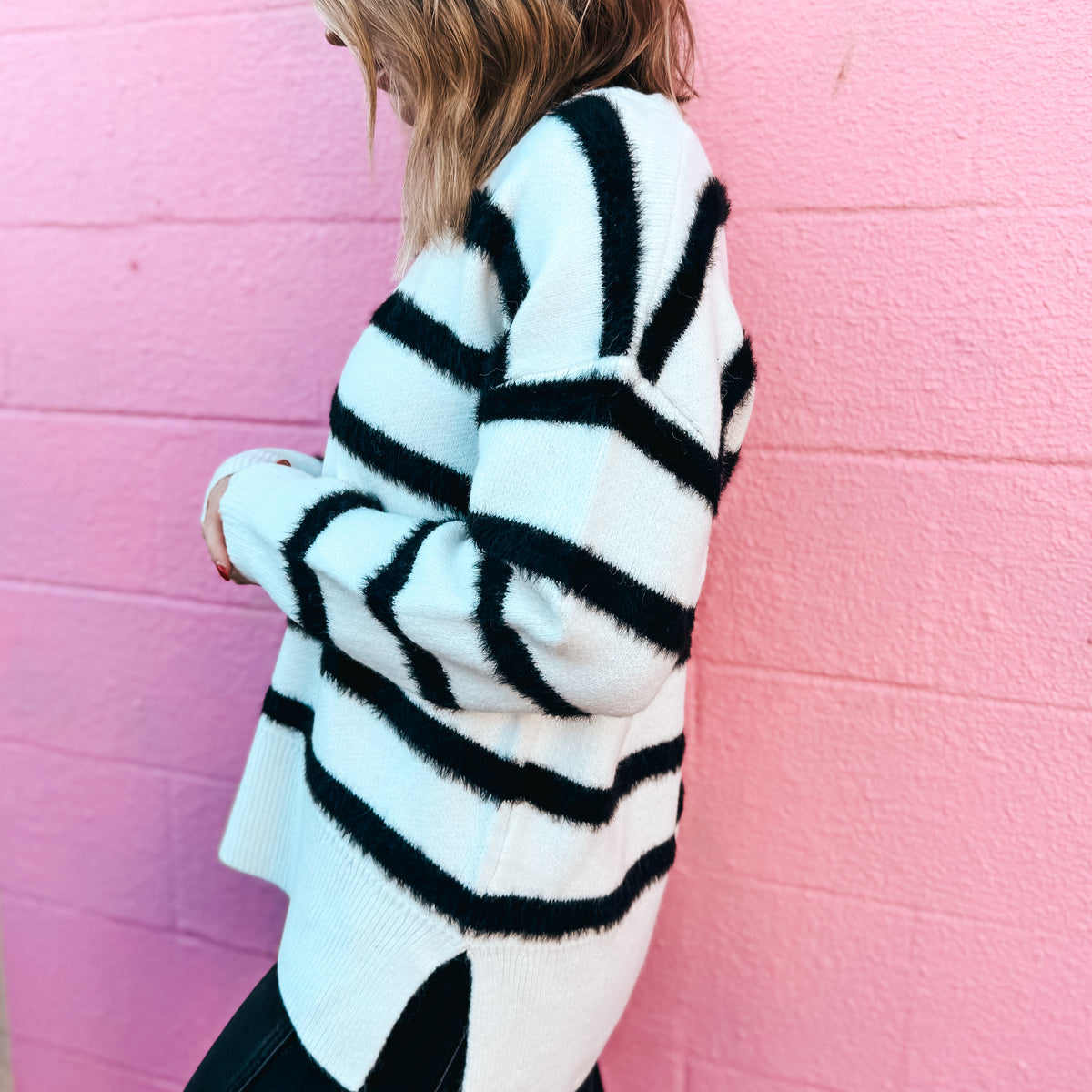 Striped Simplicity Split-Hem Sweater