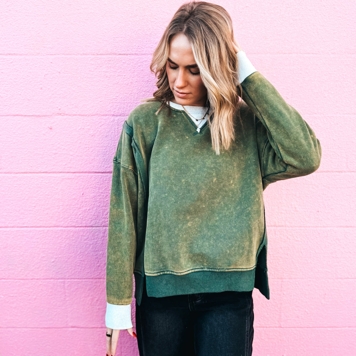 Winter Snow Oversized Sweatshirt - Green