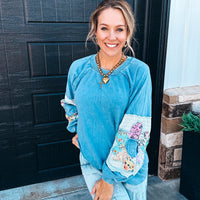 Fiona Floral Sweatshirt - DENIM BLUE