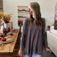 Aspen Oversized Stripe Tunic - MOCHA