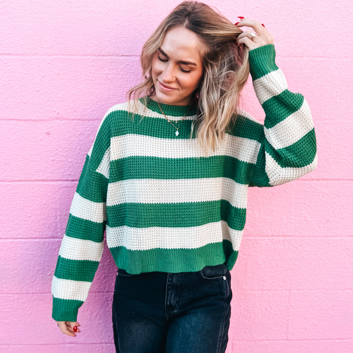 Simple Stripes Sweater - GREEN