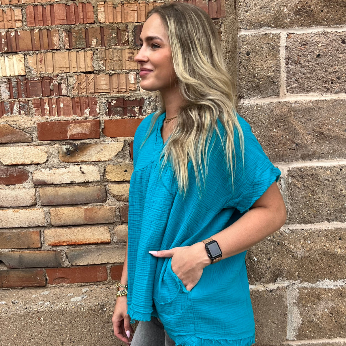 Seaside Shortsleeve Top - TEAL