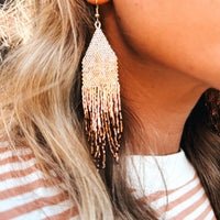 Claire Ombre Beaded Fringe Earrings - MIXED METALLIC