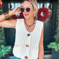 Chic Chunky Knit Sweater Vest - IVORY