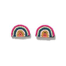 Pink Mint Peacock Citron Coral Seed Bead Rainbow Earrings Ink + Alloy