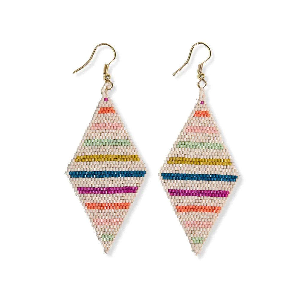 Frida Horizontal Lines Beaded Earrings - RAINBOW