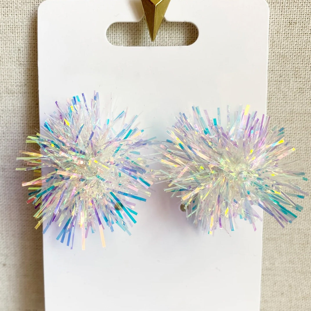 Metallic Pom Earrings