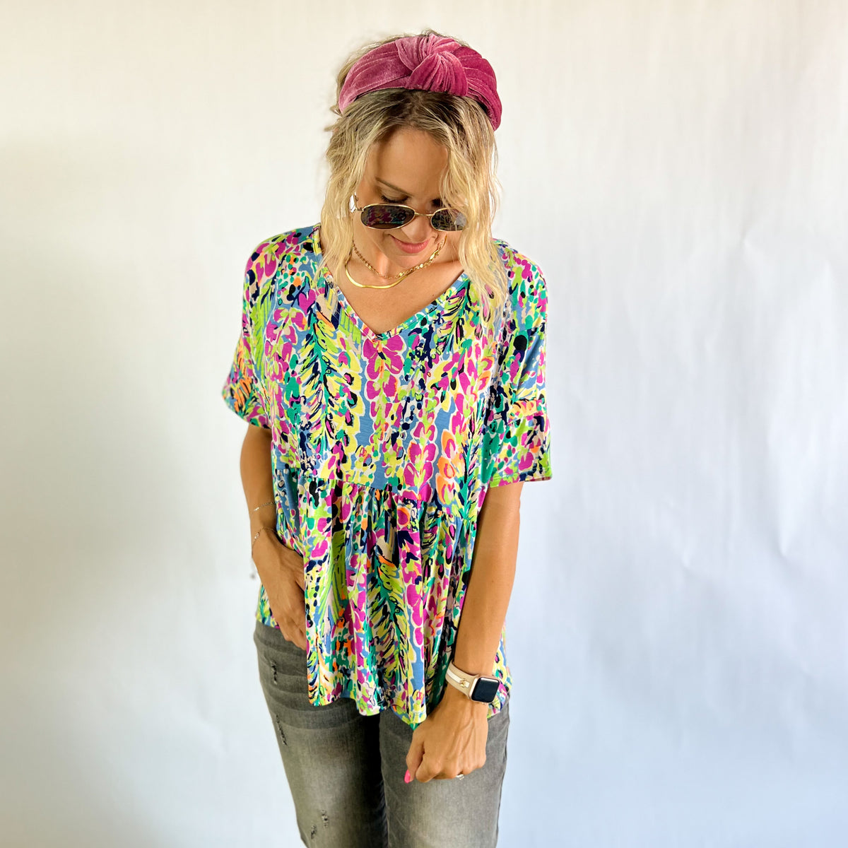 Finley Floral Top - Purple Tone